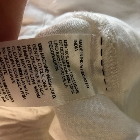 CHICO'S - WOMEN'S 1 US 8- WHITE 100% LINEN ELSTIC WAIST PULL-ON PANTS - Picture 4 of 4